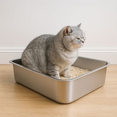 Bac litière chat chat dans bac stable