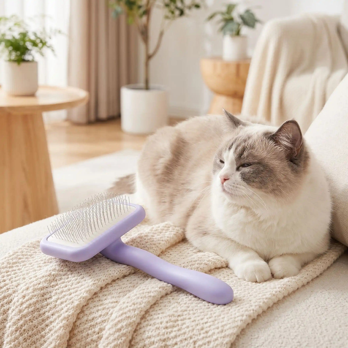 Brosse pour Chat à Poils Longs | AntiNoeuds™ - Patte et Moustache