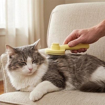 Brosse pour chat maître brosse son chat avec douceur 