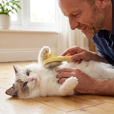 Brosse pour chat  moment de détente partager avec son maître