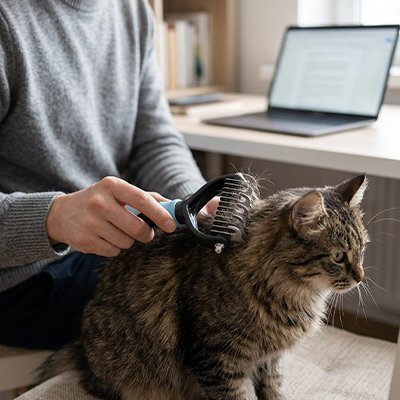 Brosse pour chat maîtresse brosse son chat anti-poils