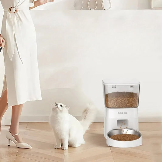 Distributeur Croquettes - AutomaticCatFeeder™ - Blanc - Patte et Moustache