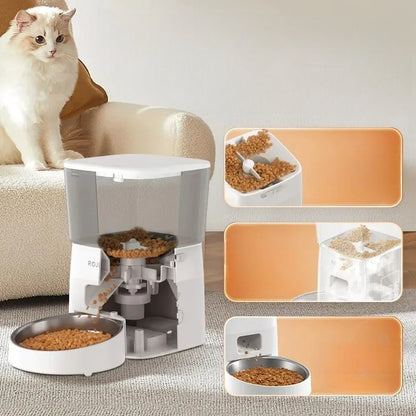 Distributeur Croquettes - AutomaticCatFeeder™ - Blanc - Patte et Moustache