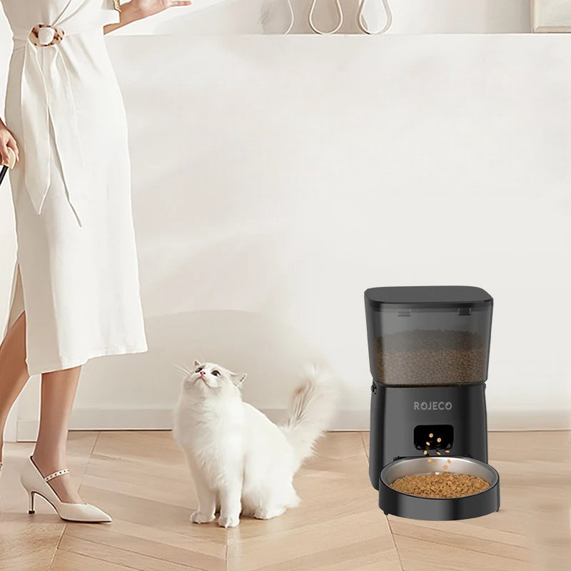 Distributeur Croquettes - AutomaticCatFeeder™ - Noir - Patte et Moustache