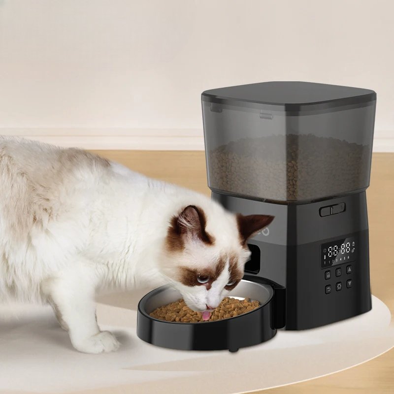 Distributeur Croquettes - AutomaticCatFeeder™ - Noir - Patte et Moustache