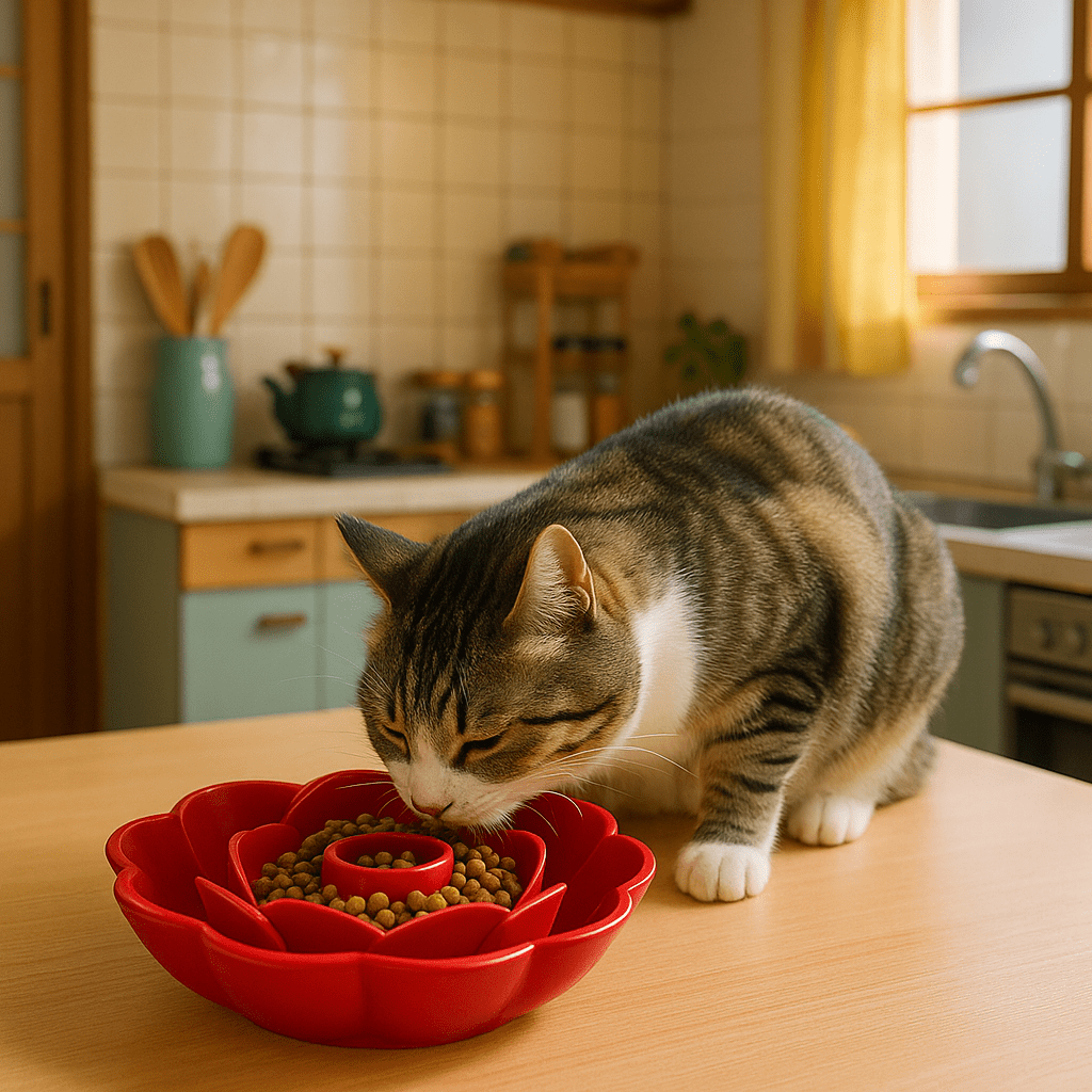Gamelle chat anti glouton chat mange croquette gamelle rose rouge
