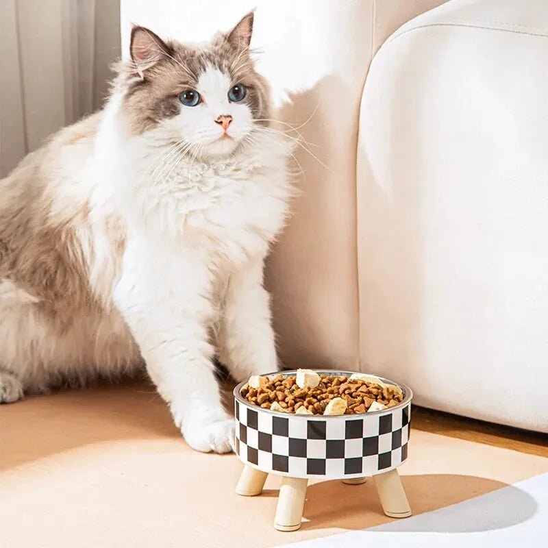 Gamelle Chat - CatBowl™ - Damier - Patte et Moustache