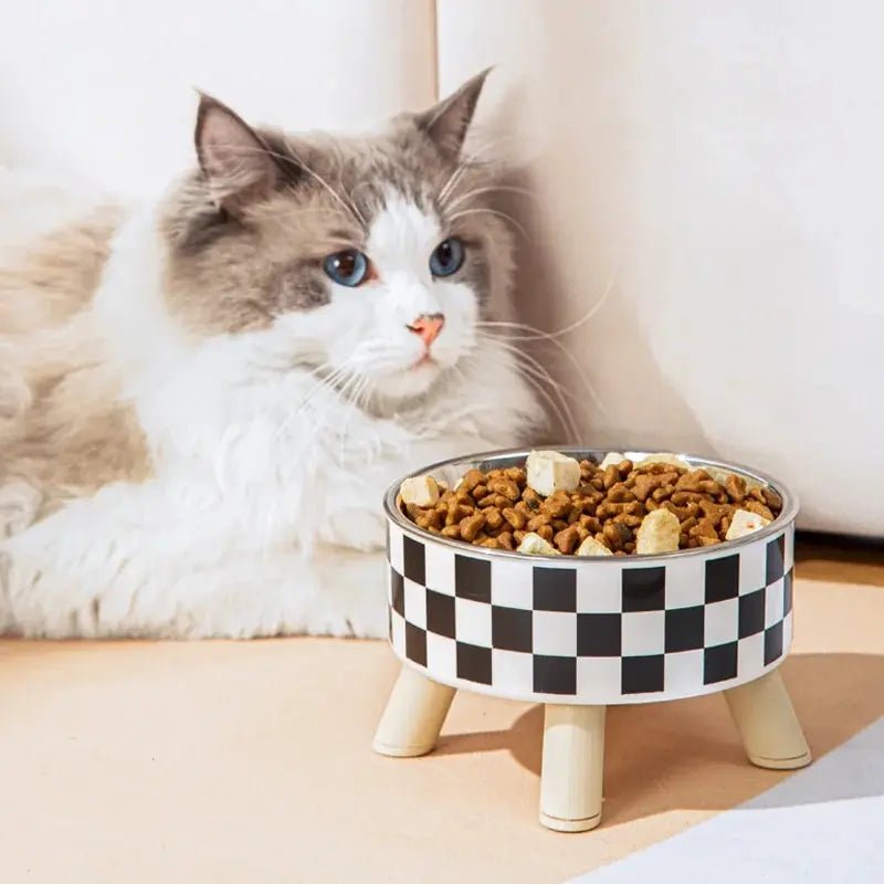 Gamelle Chat - CatBowl™ - Damier - Patte et Moustache