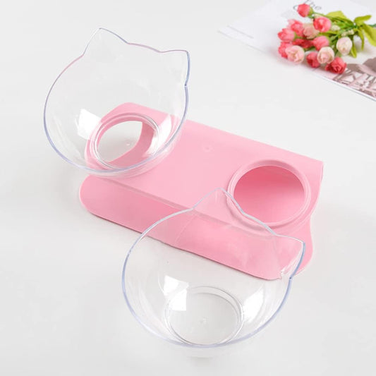 Gamelle Chat - CatDoubleBowl™ - Rose - Patte et Moustache