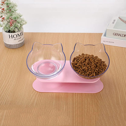 Gamelle Chat - CatDoubleBowl™ - Rose - Patte et Moustache