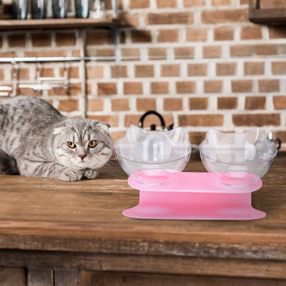 Gamelle Chat - CatDoubleBowl™ - Rose - Patte et Moustache