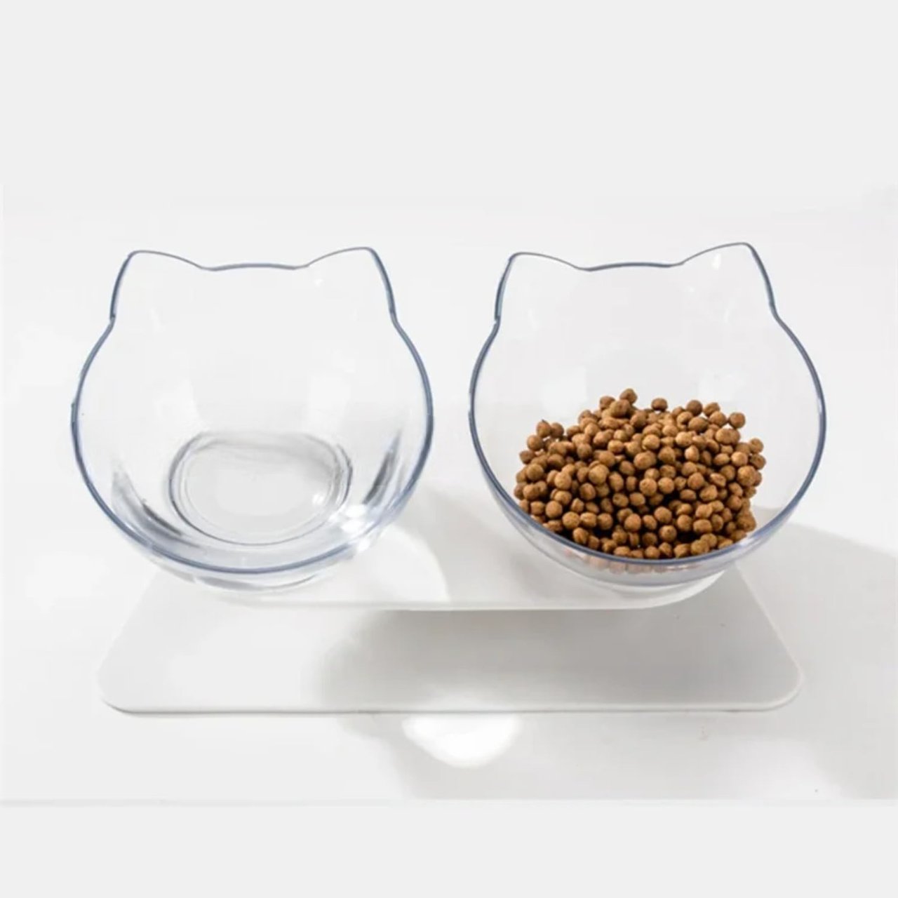 Gamelle Chat - CatDoubleBowl™ - Transparent - Patte et Moustache