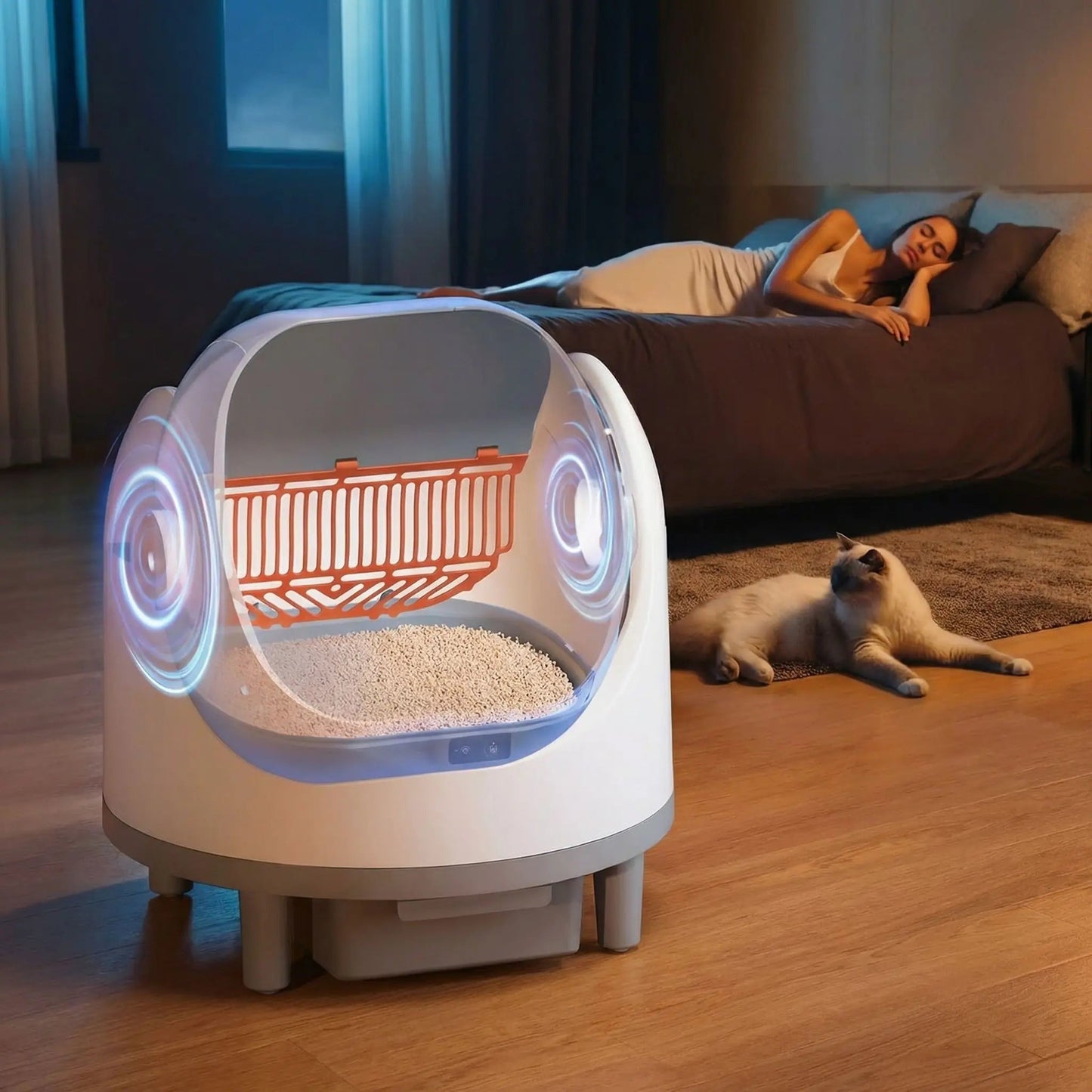 Litière pour chat automatique systeme silencieux