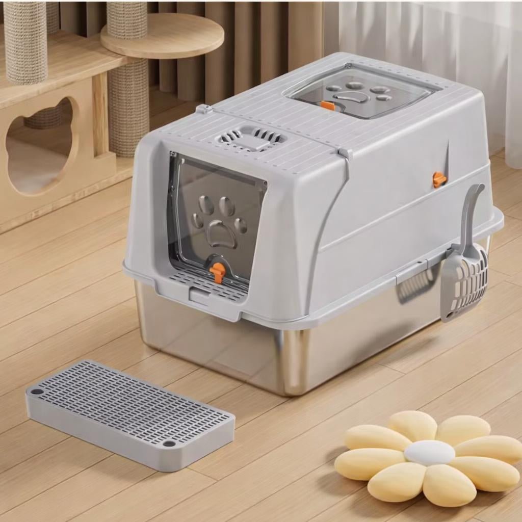 Maison Toilette pour Chat | Inox Spacieuse™ - Patte et Moustache