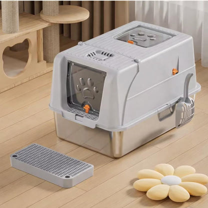Maison Toilette pour Chat | Inox Spacieuse™ - Patte et Moustache