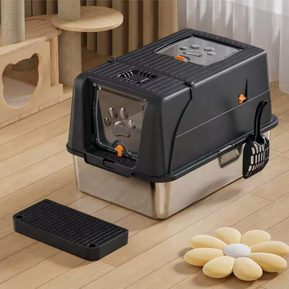 Maison Toilette pour Chat | Inox Spacieuse™ - Patte et Moustache