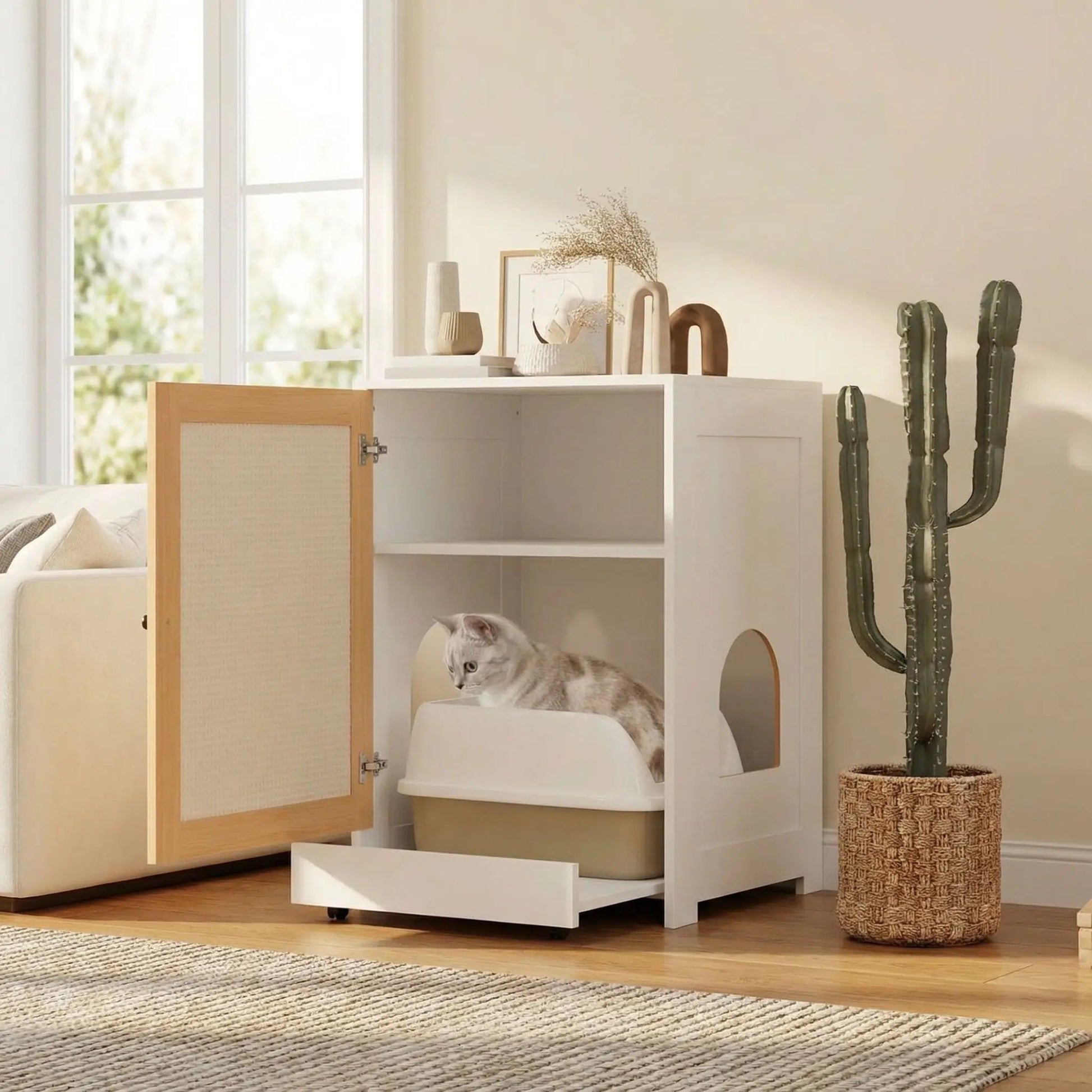 Meuble cache litière polyvalent
