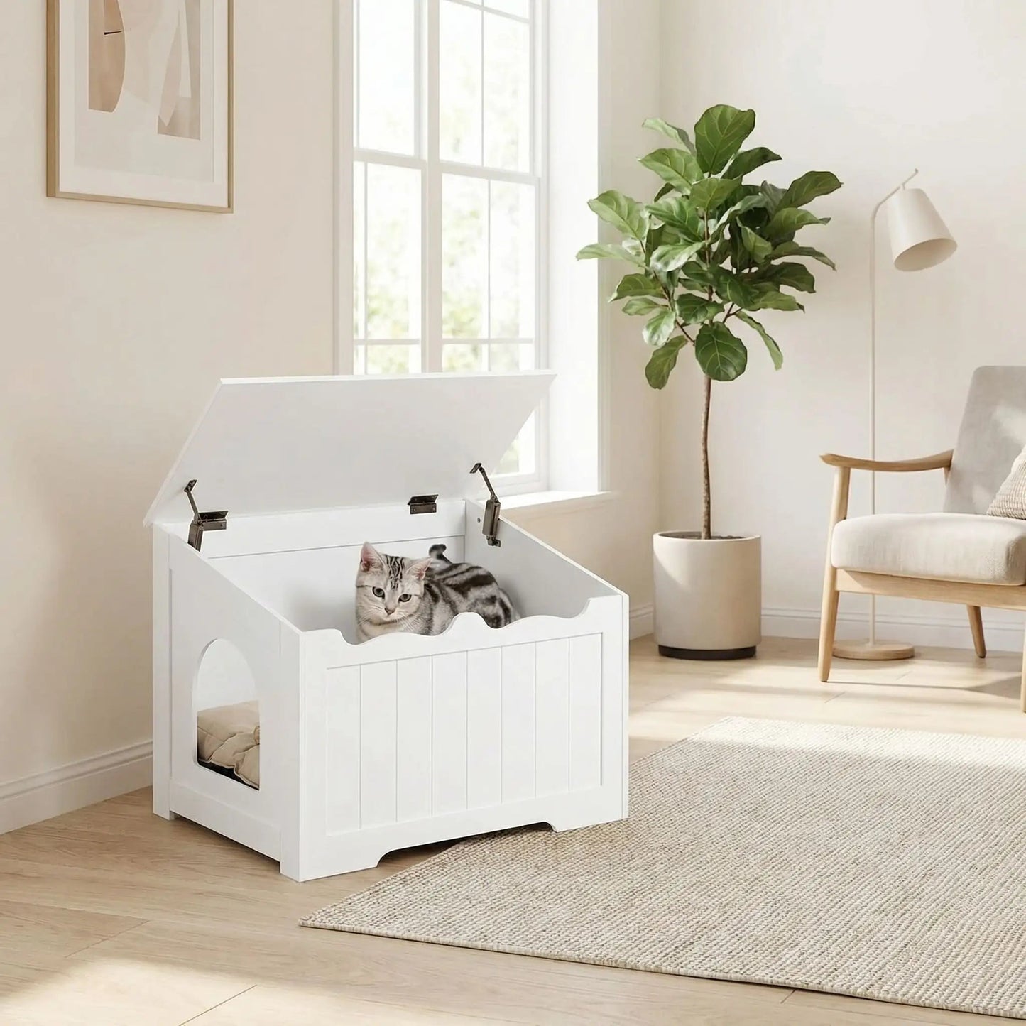 Meuble litière pour chat polyvalent