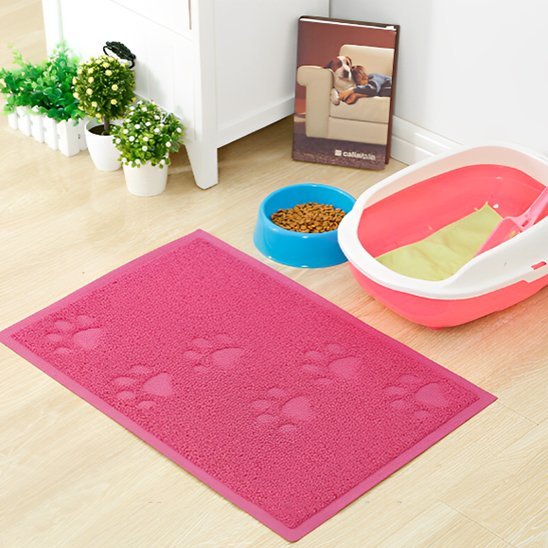 Tapis chat litière tapis couleur rose fushia adapté bac universel