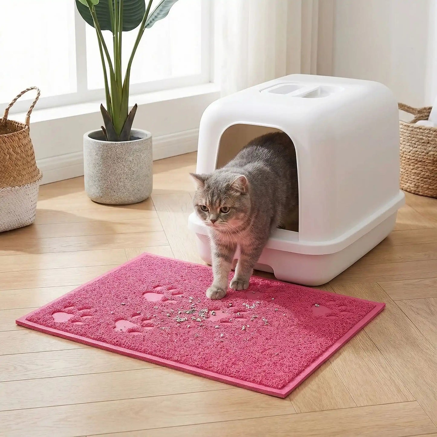 Tapis chat litière chat sortant bac sur tapis coussinets sensibles