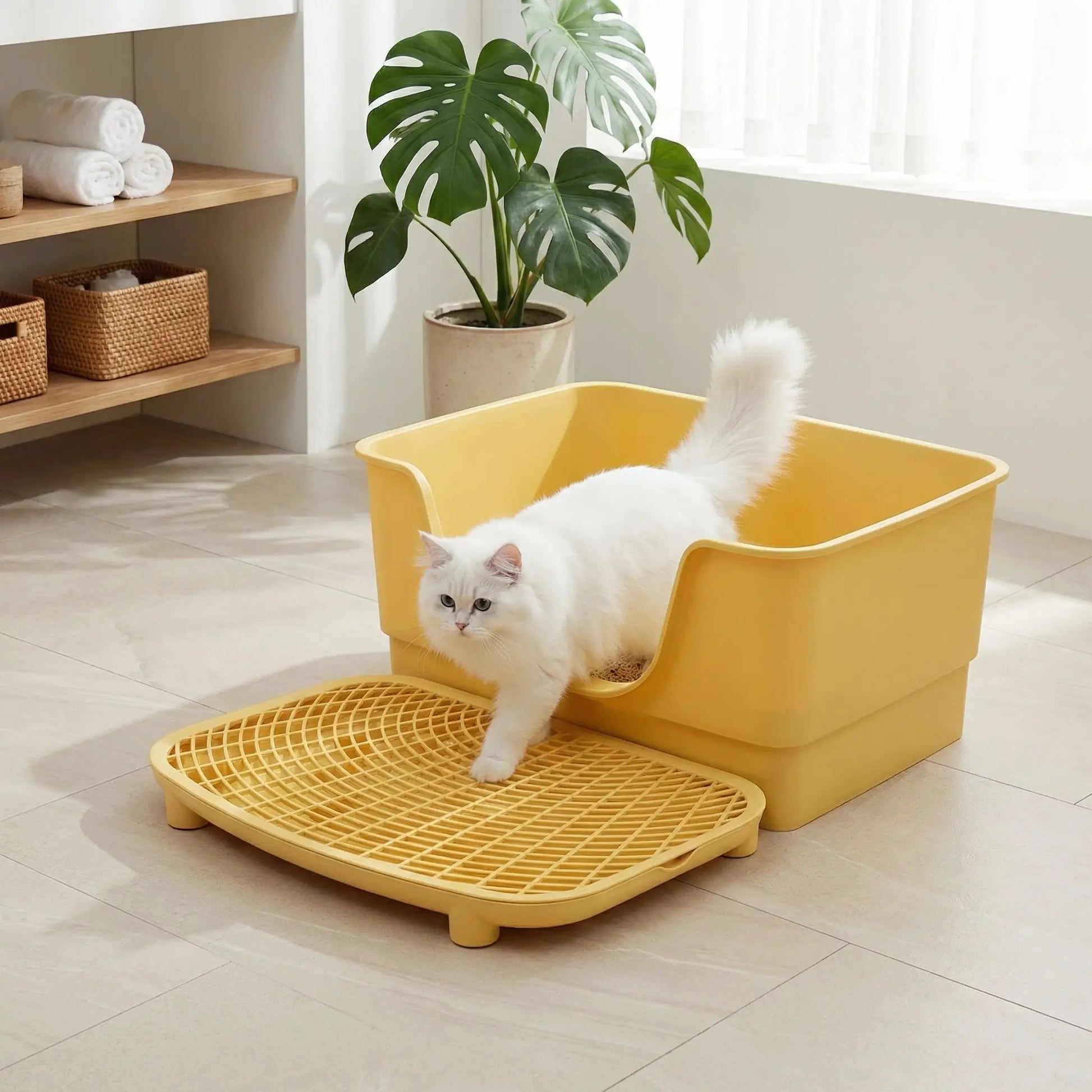 Tapis de litière pour chat chat sort bac sur marchepied