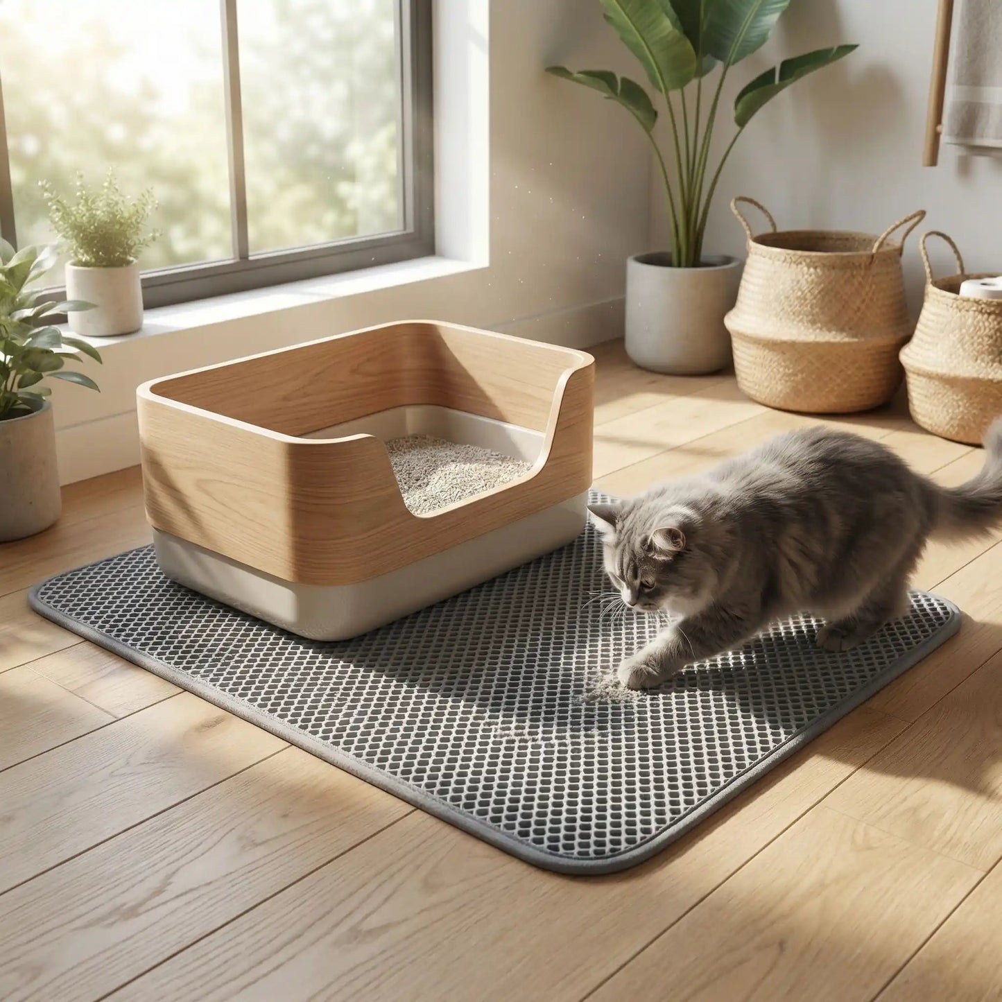Tapis litière pour chat conception antiderapante