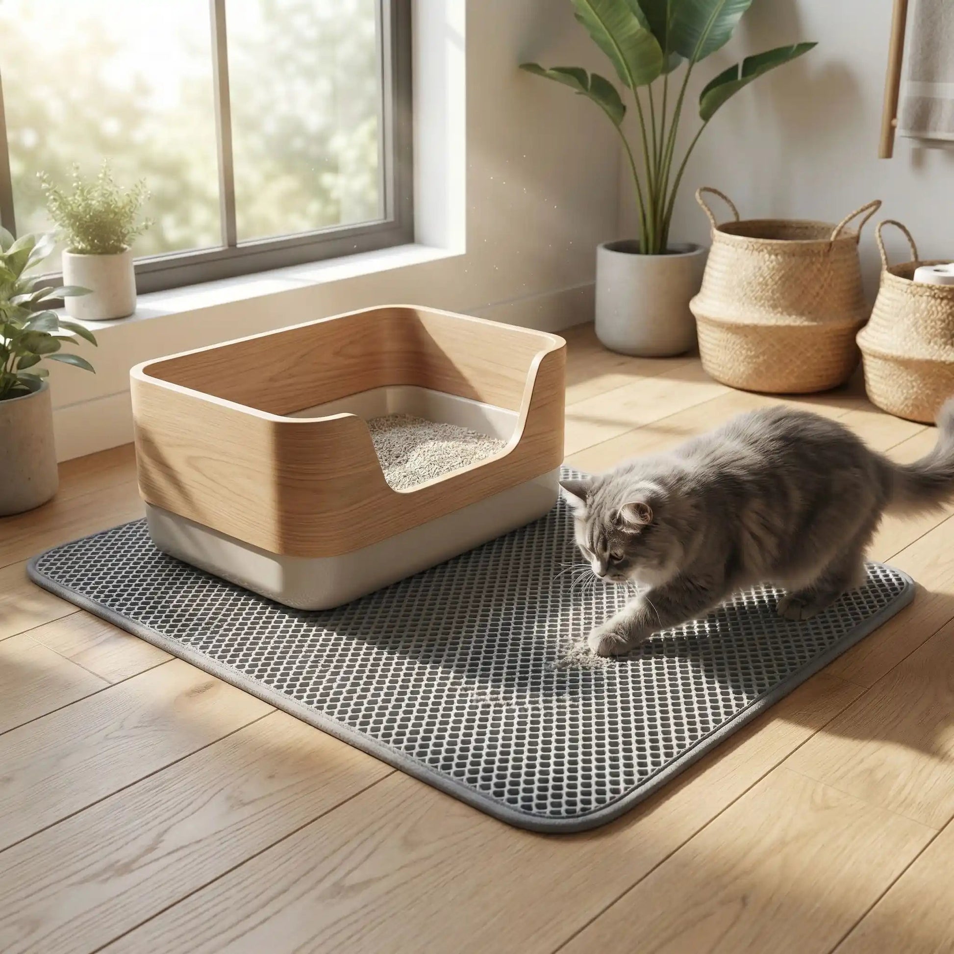 Tapis litière pour chat conception antiderapante