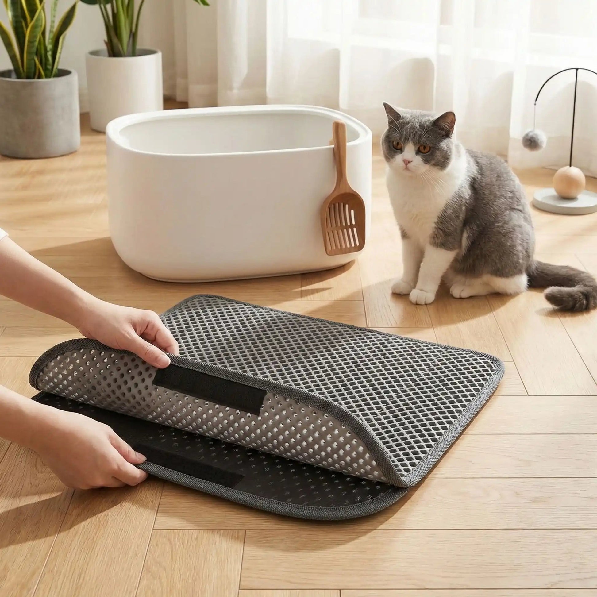 Tapis litière pour chat presentation double couche