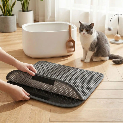 Tapis litière pour chat presentation double couche