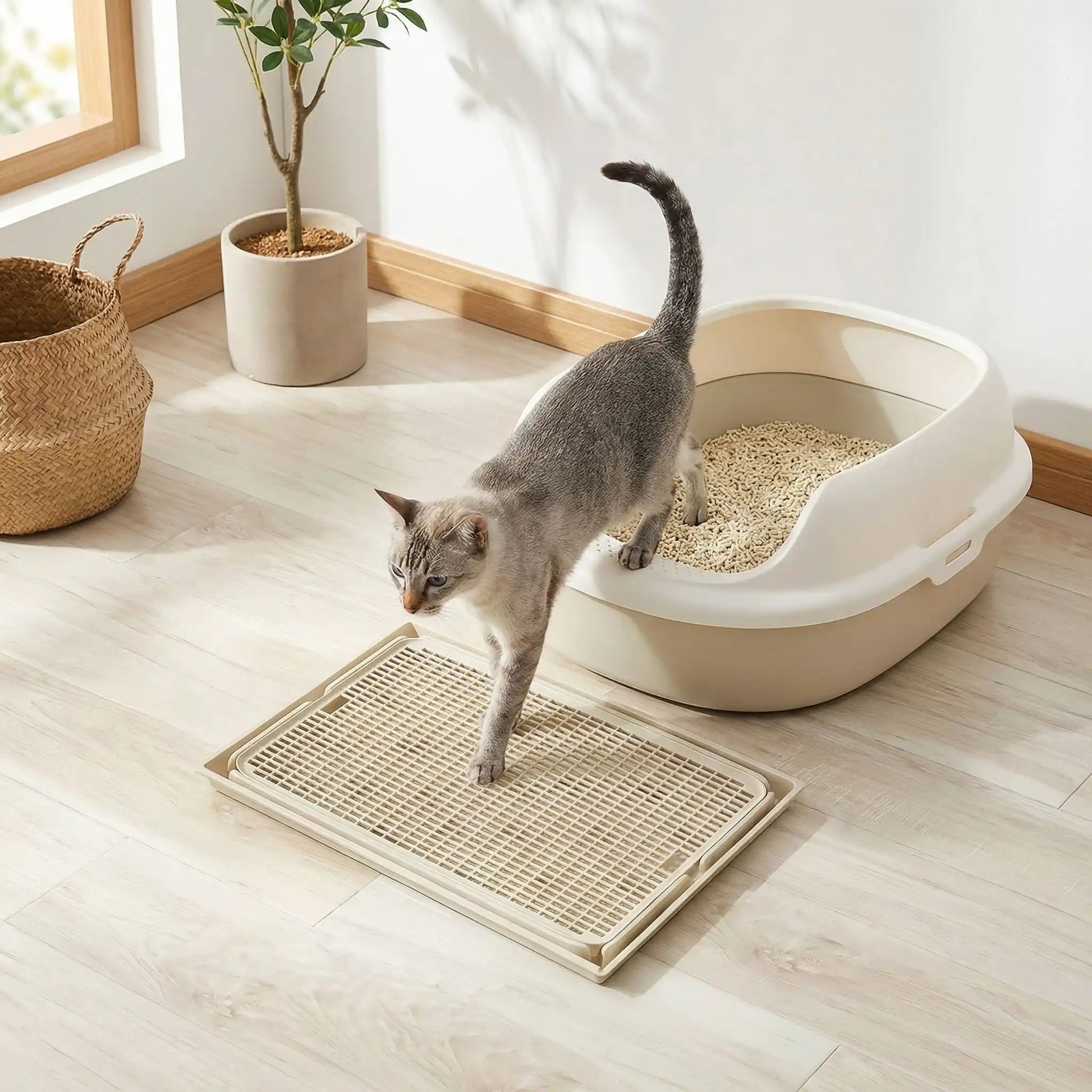 Tapis pour chat litière chat sortant bac allant sur tapis