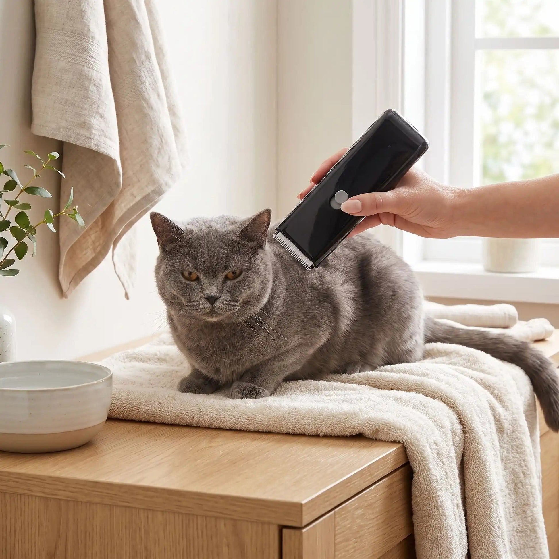 Tondeuse pour chat avec noeud couleur noir