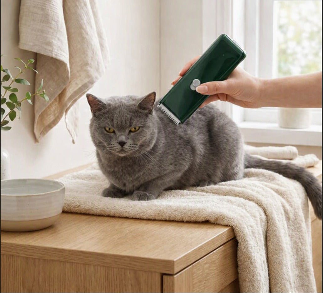 Tondeuse pour chat avec noeud couleur vert 